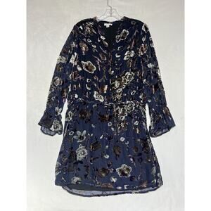 Carolina Belle Velvet Burnout Dress 12 Floral Cinch Waist Knee Length Sheer
